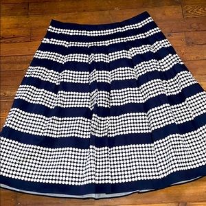 Talbots Pleated Polka Dot Stripe Skirt